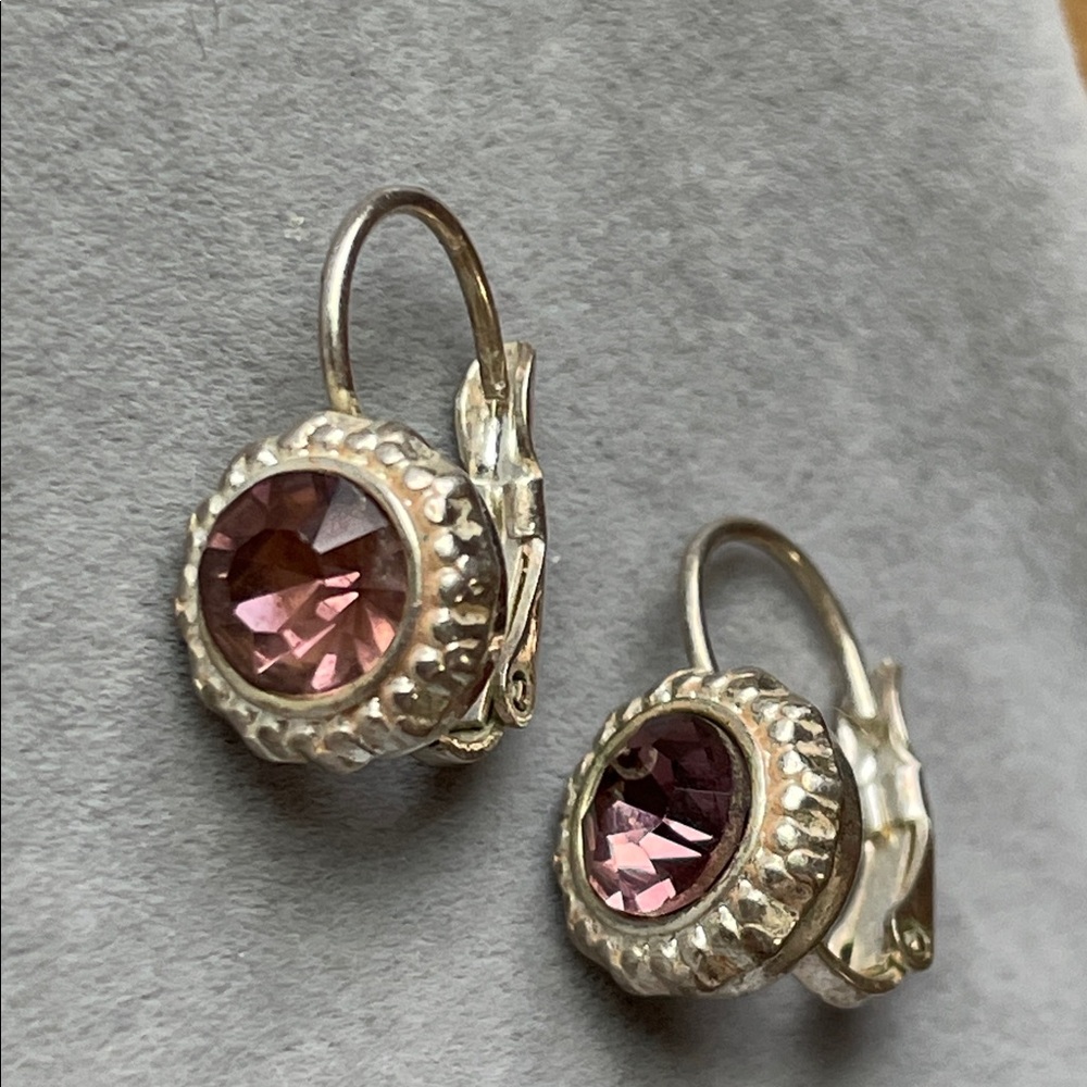 Elegant Silver and Purple Earrings